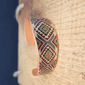 Southwest Native Inspired‎ Aztec Pattern Copper Cuff Bracelet